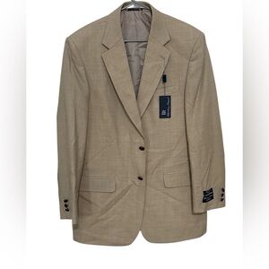 Meeting Street Performance Tan Men's Blazer Sport Coat 42L 100% Worsted Wool NWT